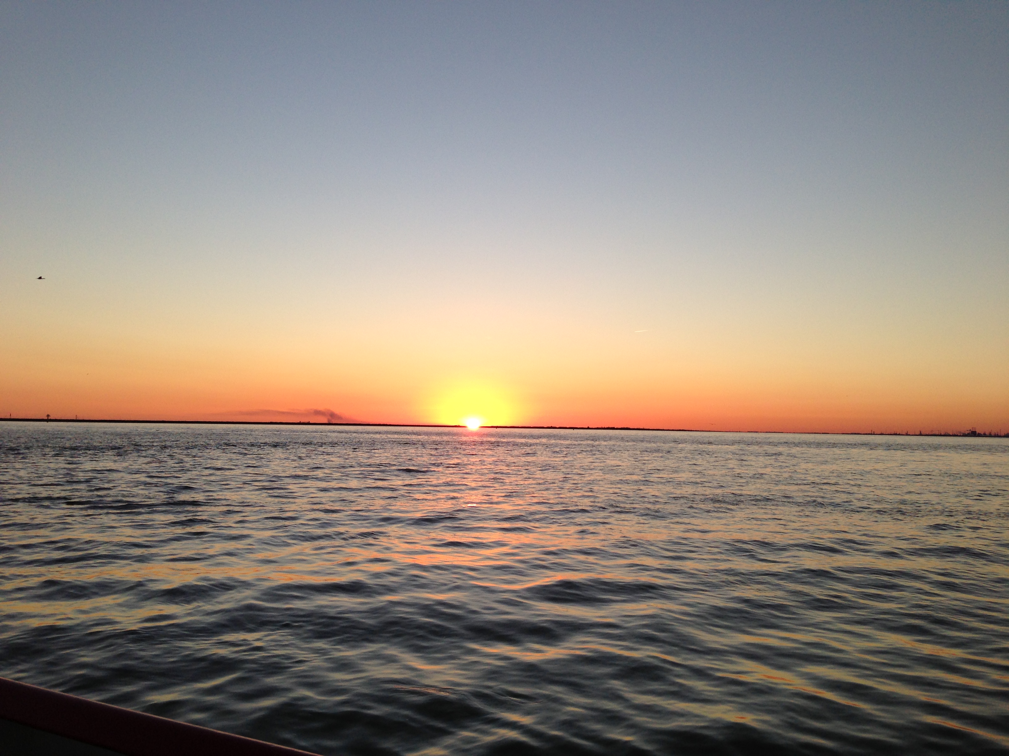 Sunset seen from Galveston-Port Bolivar ferry.