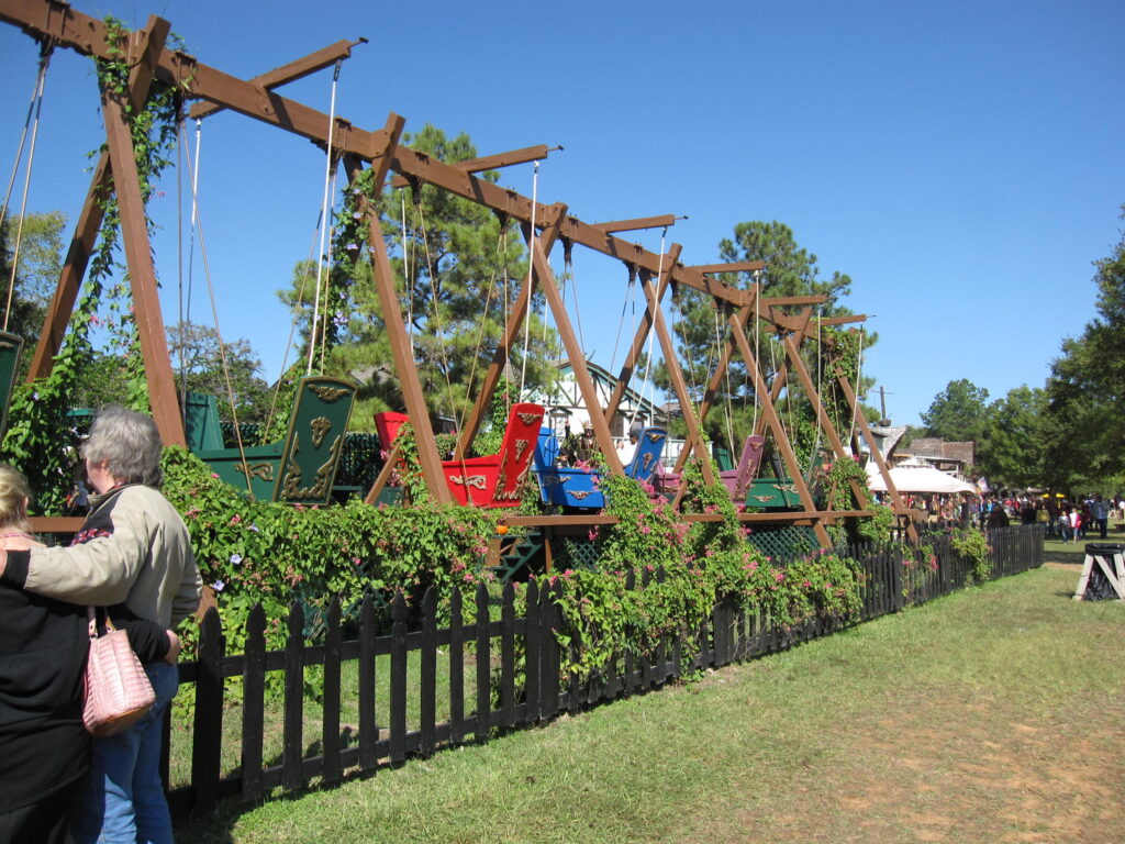 Places to go with kids: Amusement ride at Texas Renaissance Festival.