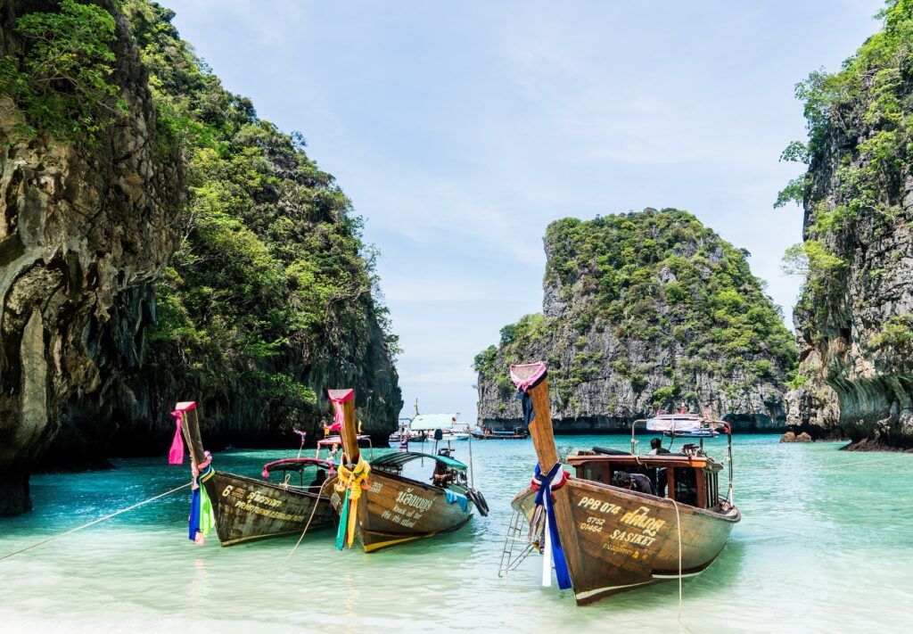 Three boats beached in Thailand.