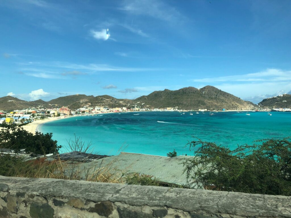 Turquoise water in Great Bay on the island of St. Maarten.