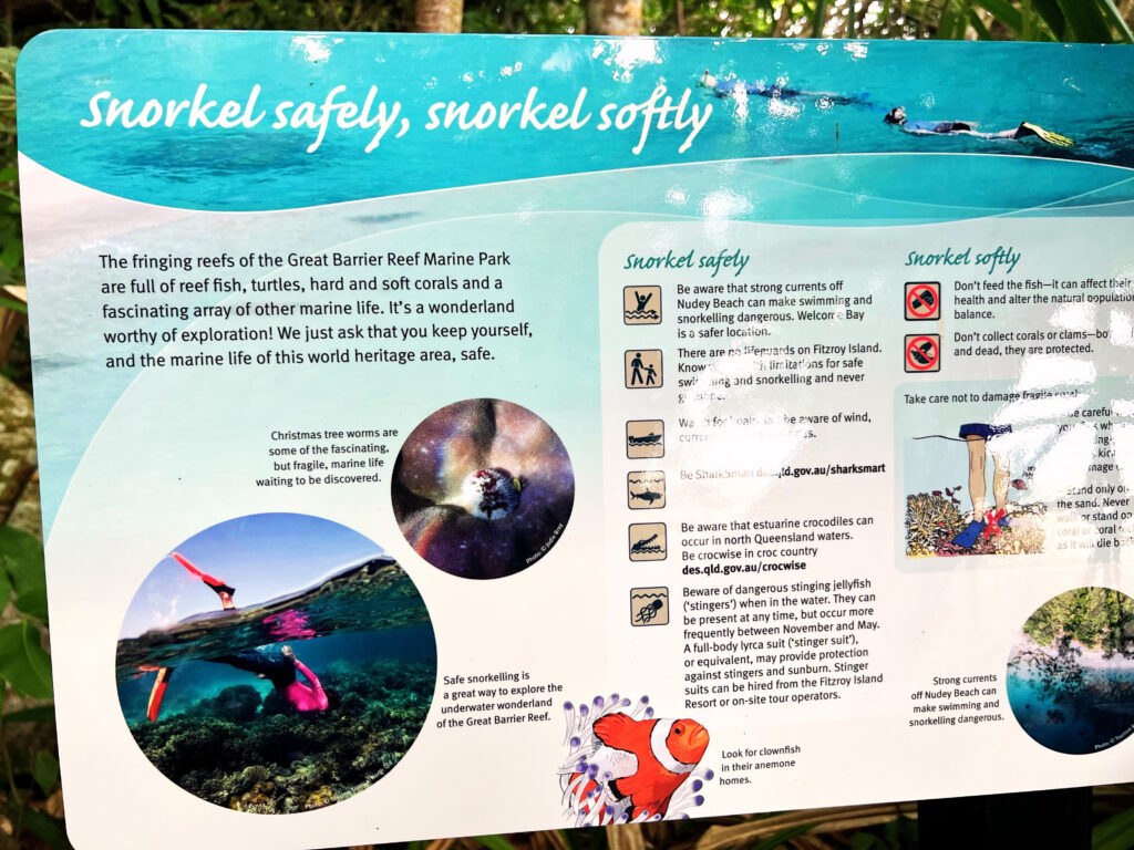 Informational sign about snorkeling.