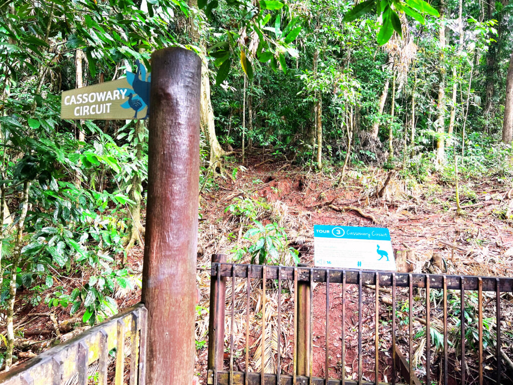 Cassowary Circuit entrance sign to rainforest pathway.