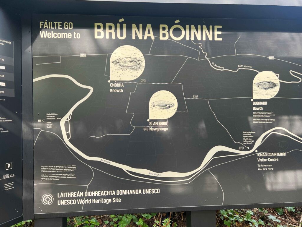 Welcome sign with map at a museum.