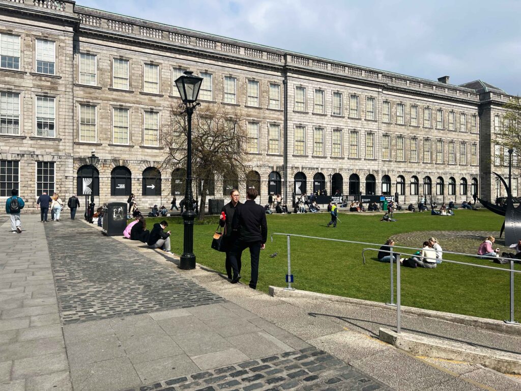 Stone buildings on university campus.