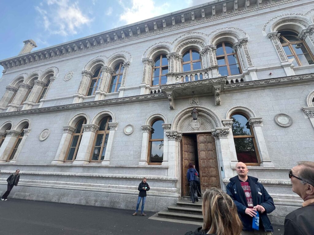 An ornate stone building.