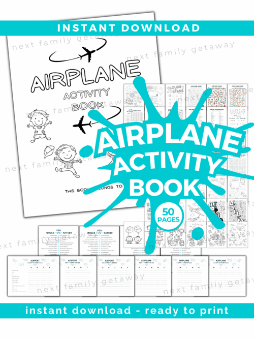 Printable Airplane Activities Book for Kids. 50 Pages. Digital